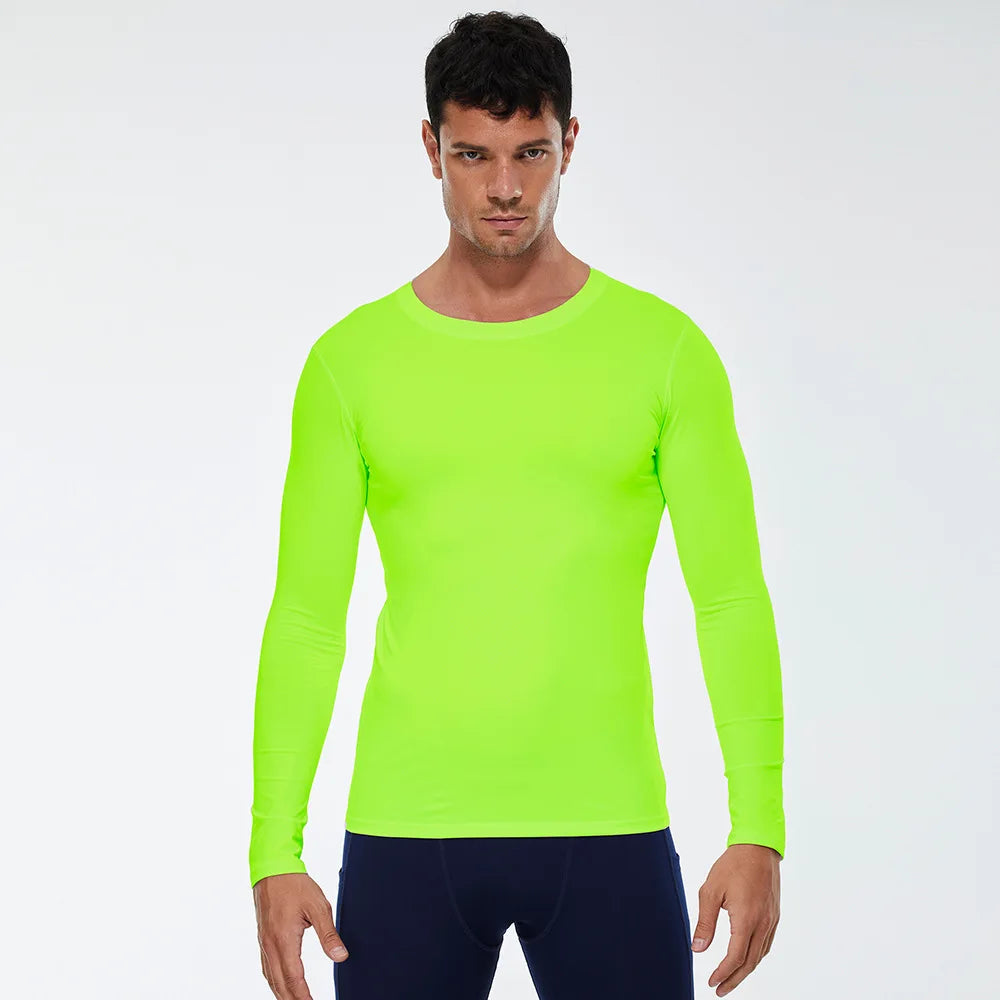 Running Quick Dry T-Shirt Men Fitness Slim Long Sleeve Gym Running Tee Top Tights Men's Bodybuilding Training Clothes Sportswear
