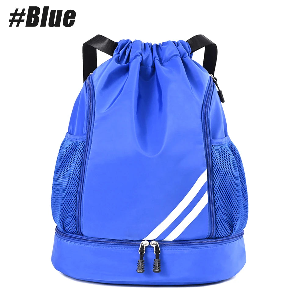 1Pcs Drawstring Sports Backpack for Gym Fitness with Separate Shoes Compartment for Basketball Running Cycling Camping Men Women