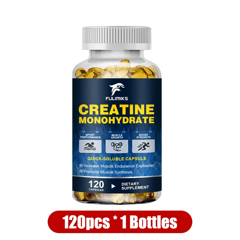 Buy 2 Get 2 Free! Premium Creatine Monohydrate Capsules, Support Muscle Growth, Strength Gains & Exercise Performance, Men